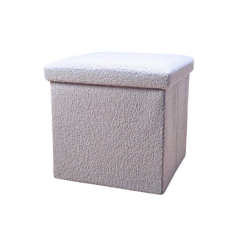 12" Gray Boucle Cube Storage Ottoman-Ottomans-DECOROLALA