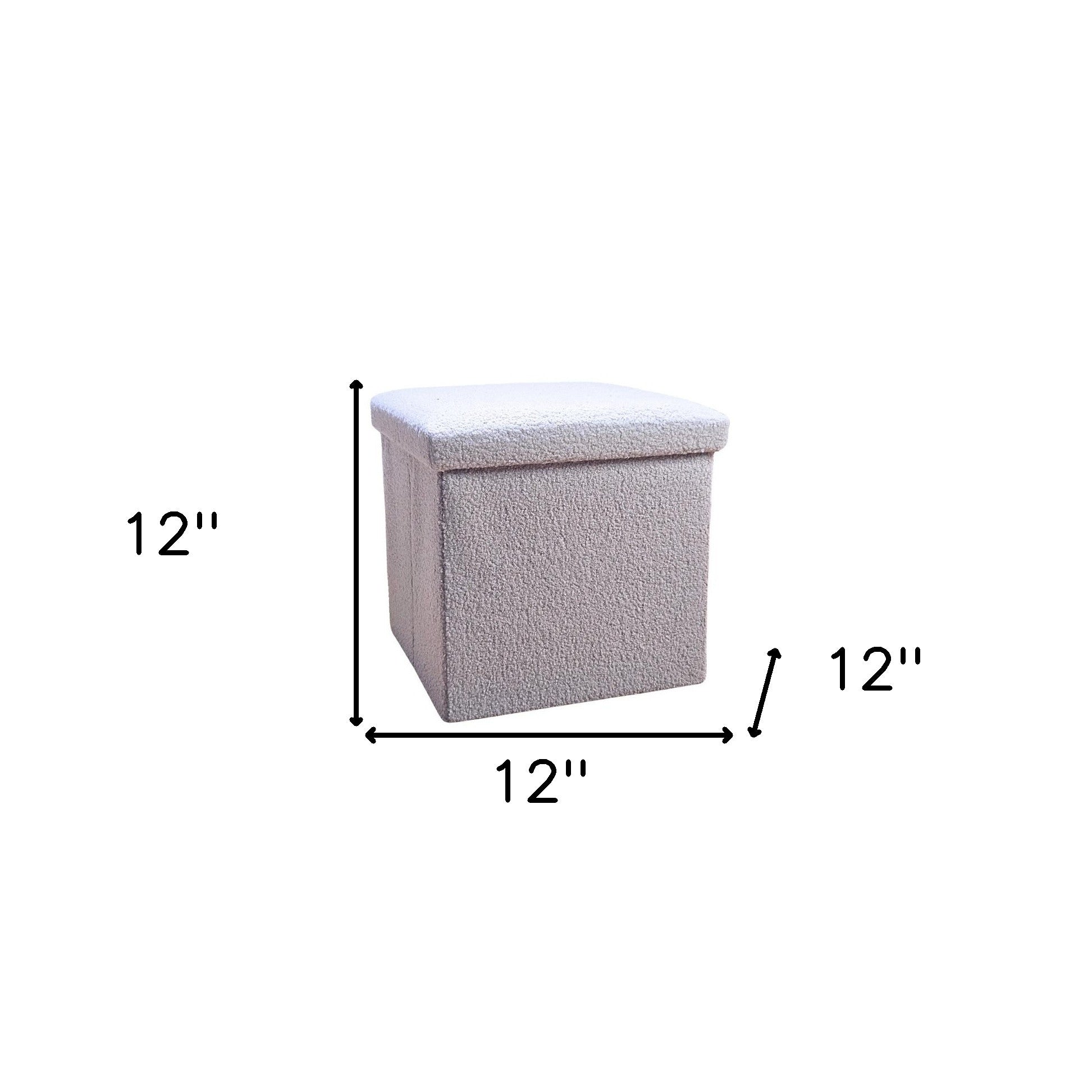 12" Gray Boucle Cube Storage Ottoman-Ottomans-DECOROLALA