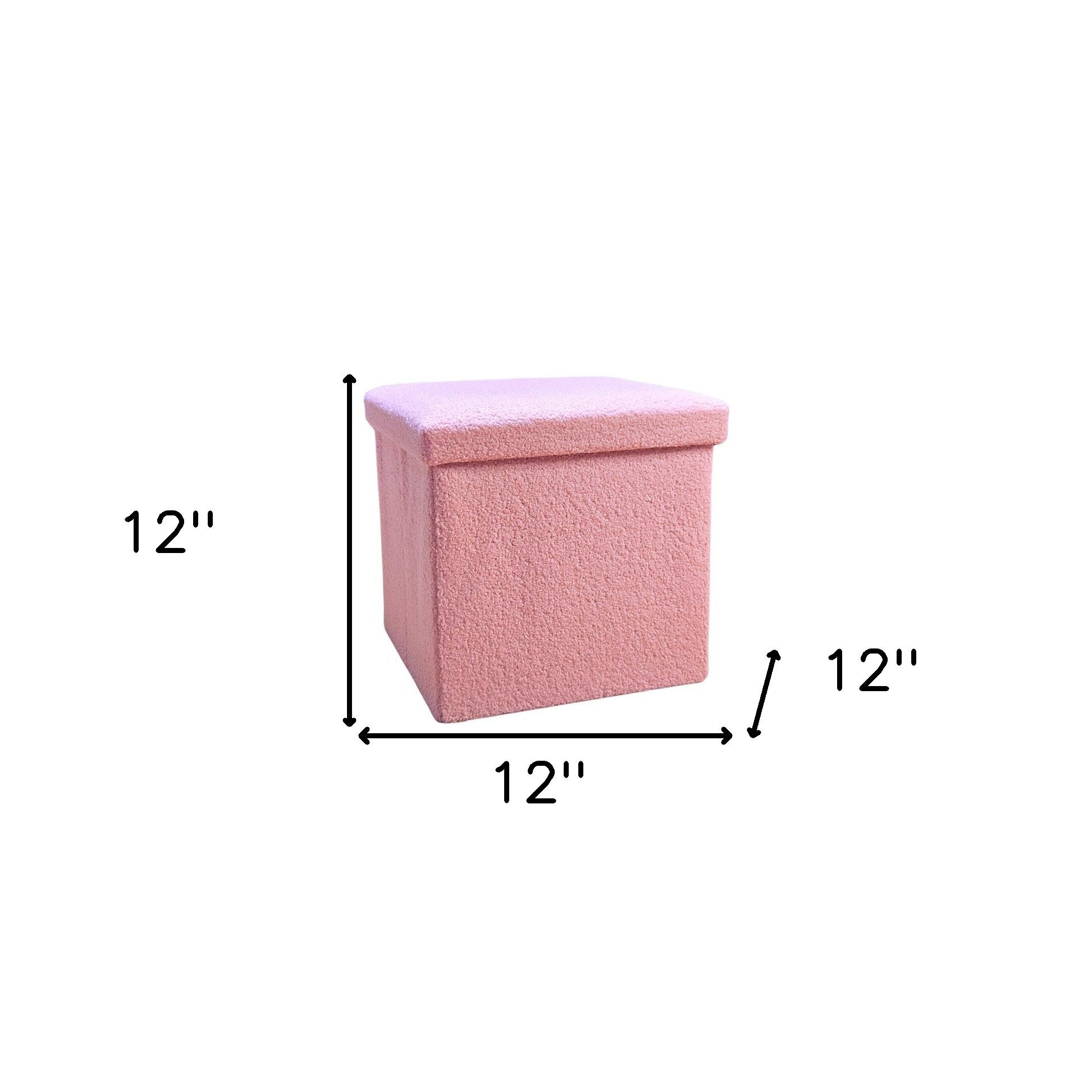 12" Pink Boucle Cube Storage Ottoman-Ottomans-DECOROLALA