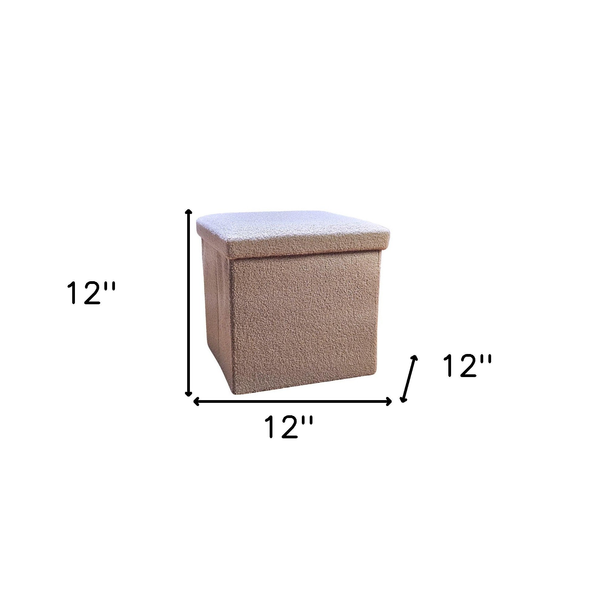 12" Taupe Boucle Cube Storage Ottoman-Ottomans-DECOROLALA