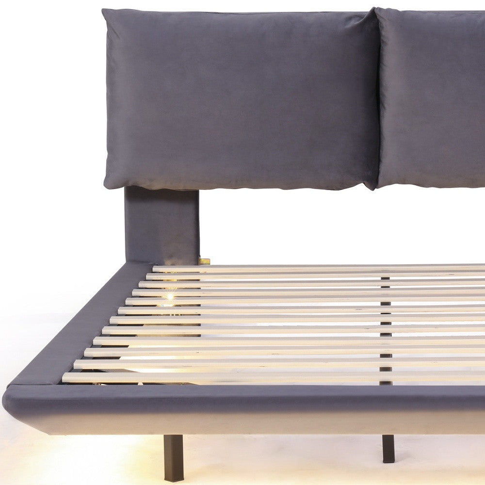 Gray Tufted Upholstered Queen Bed Frame With LED Lighting And USB-8