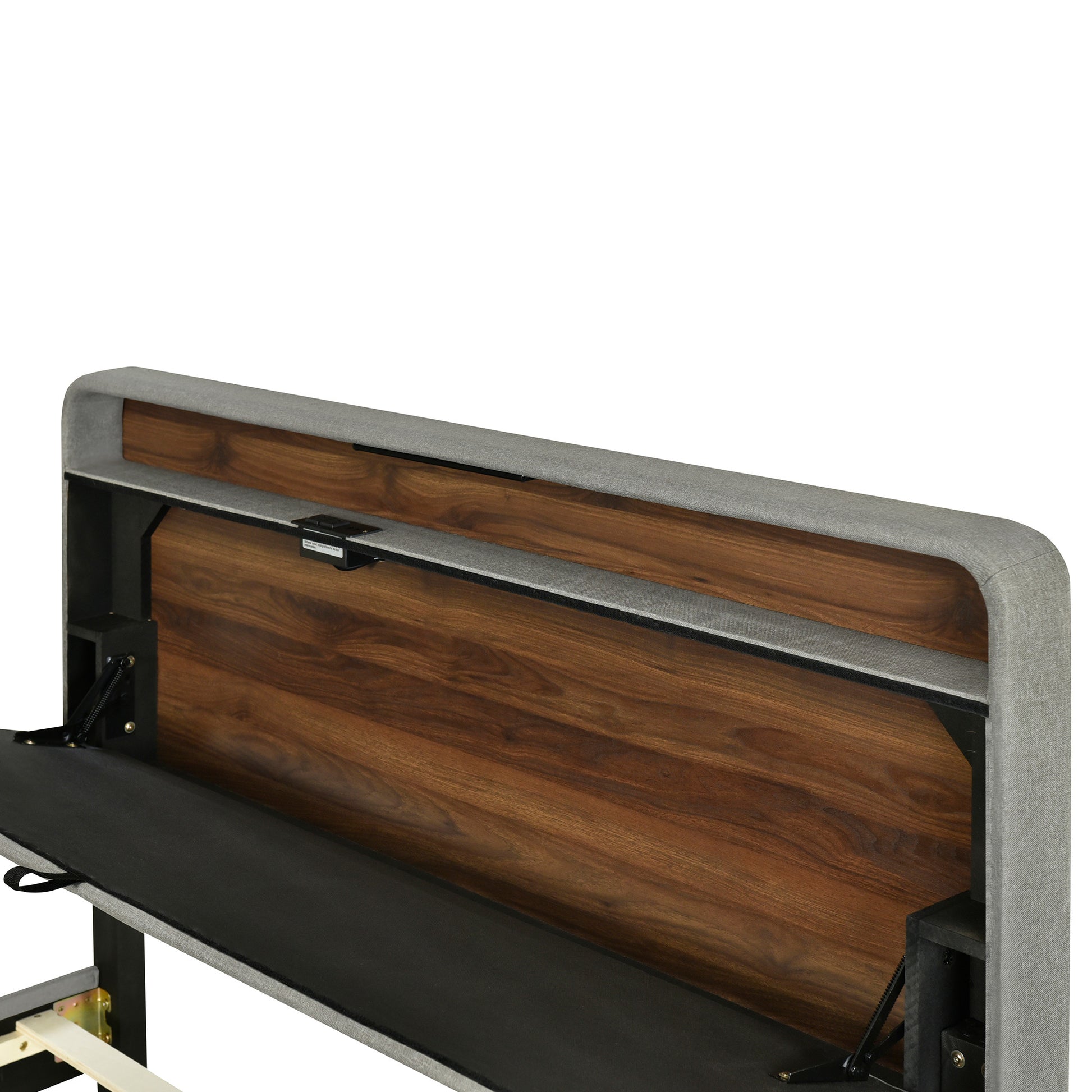 Gray Tufted Upholstered Queen Bed Frame With USB-5
