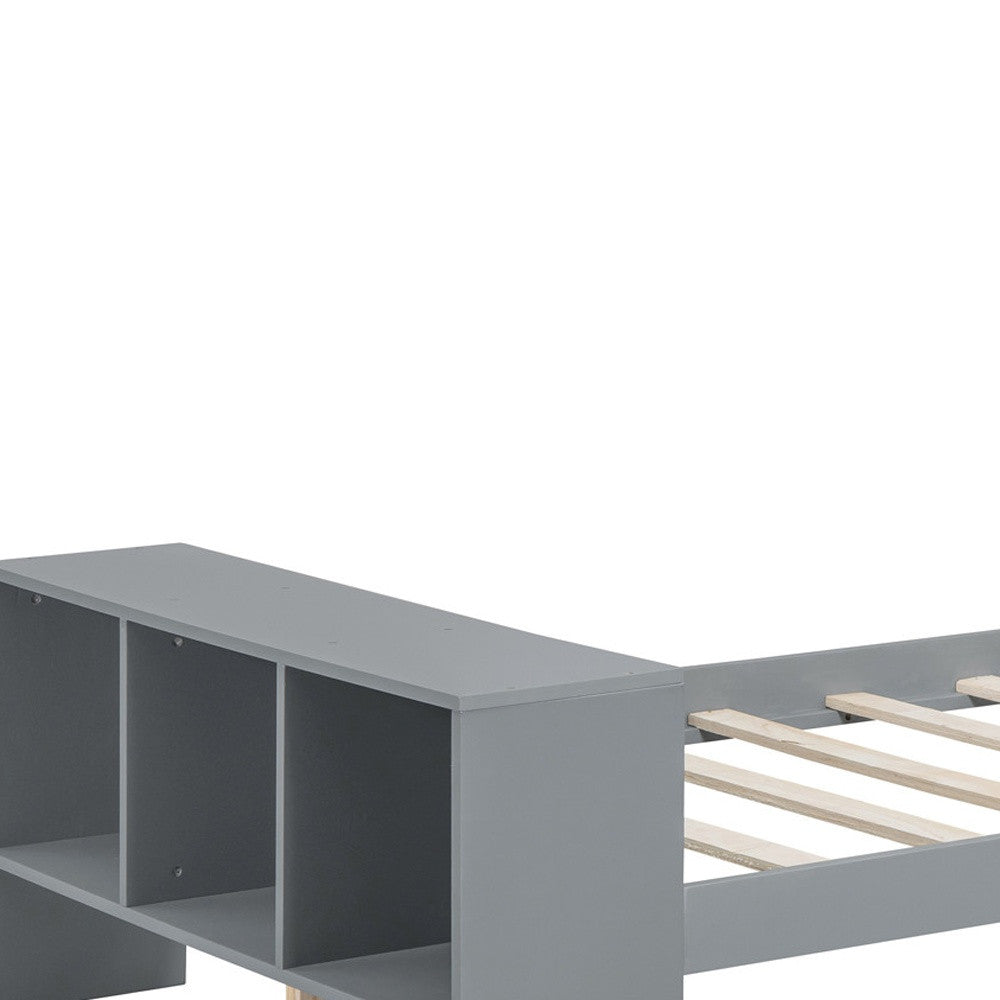 Gray Wood Twin Bed Frame With USB-6