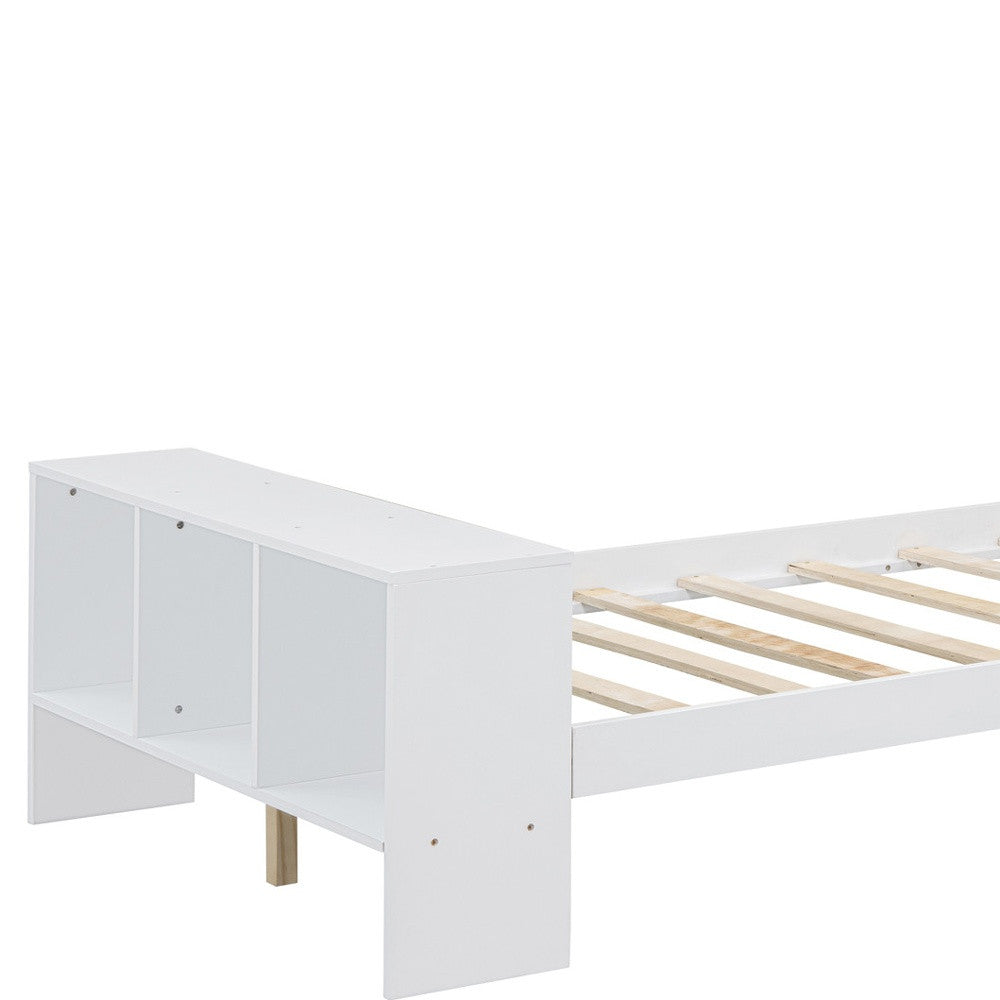 White Wood Twin Bed Frame With USB-7