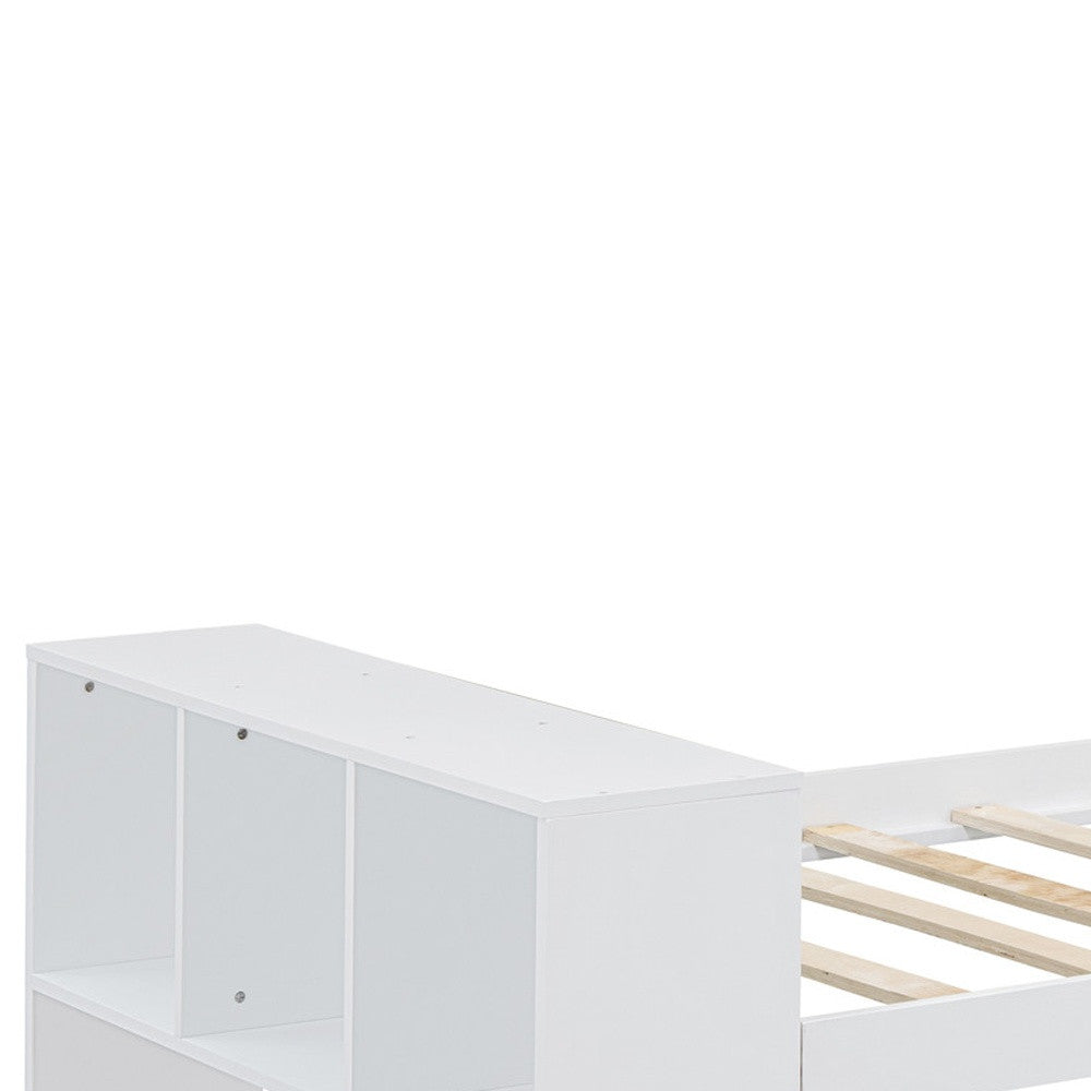 White Wood Twin Bed Frame With USB-6