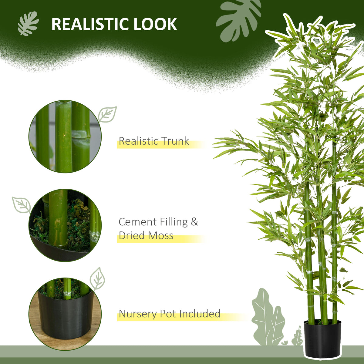 5FT Artificial Bamboo Tree Faux Decorative Plant in Nursery Pot for Indoor D√©cor-Artificial Trees-DECOROLALA