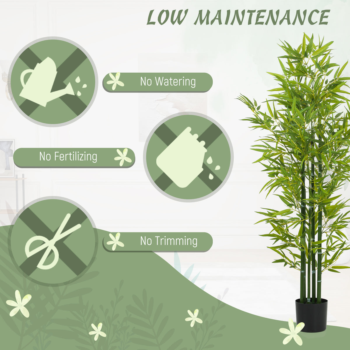 5FT Artificial Bamboo Tree, Faux Decorative Plant in Nursery Pot for Indoor Decor, Set of 2-Artificial Trees-DECOROLALA
