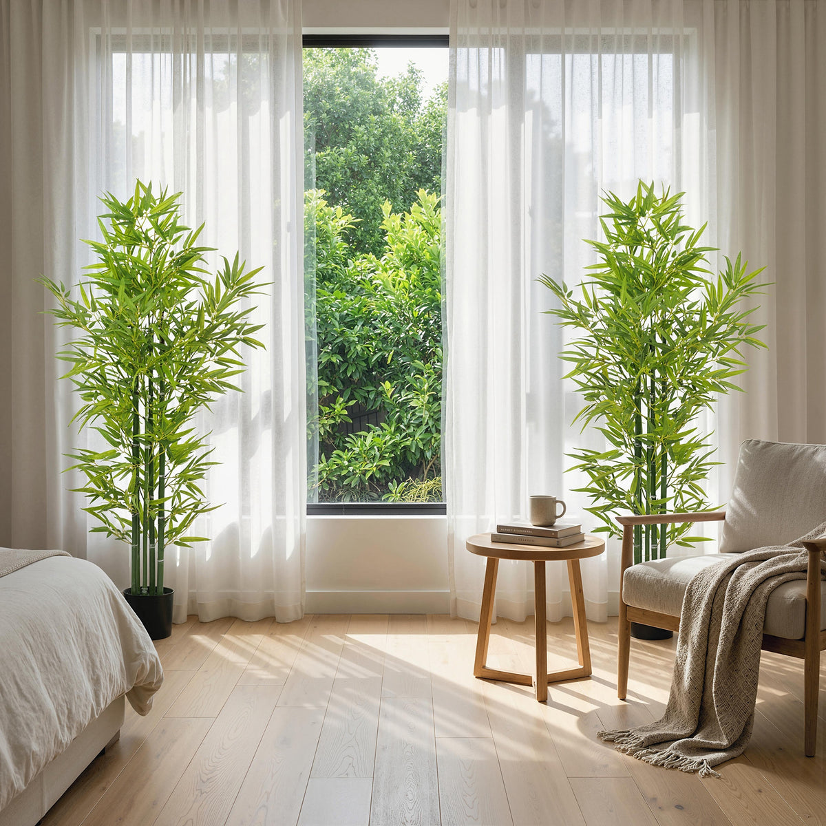 5FT Artificial Bamboo Tree, Faux Decorative Plant in Nursery Pot for Indoor Decor, Set of 2-Artificial Trees-DECOROLALA