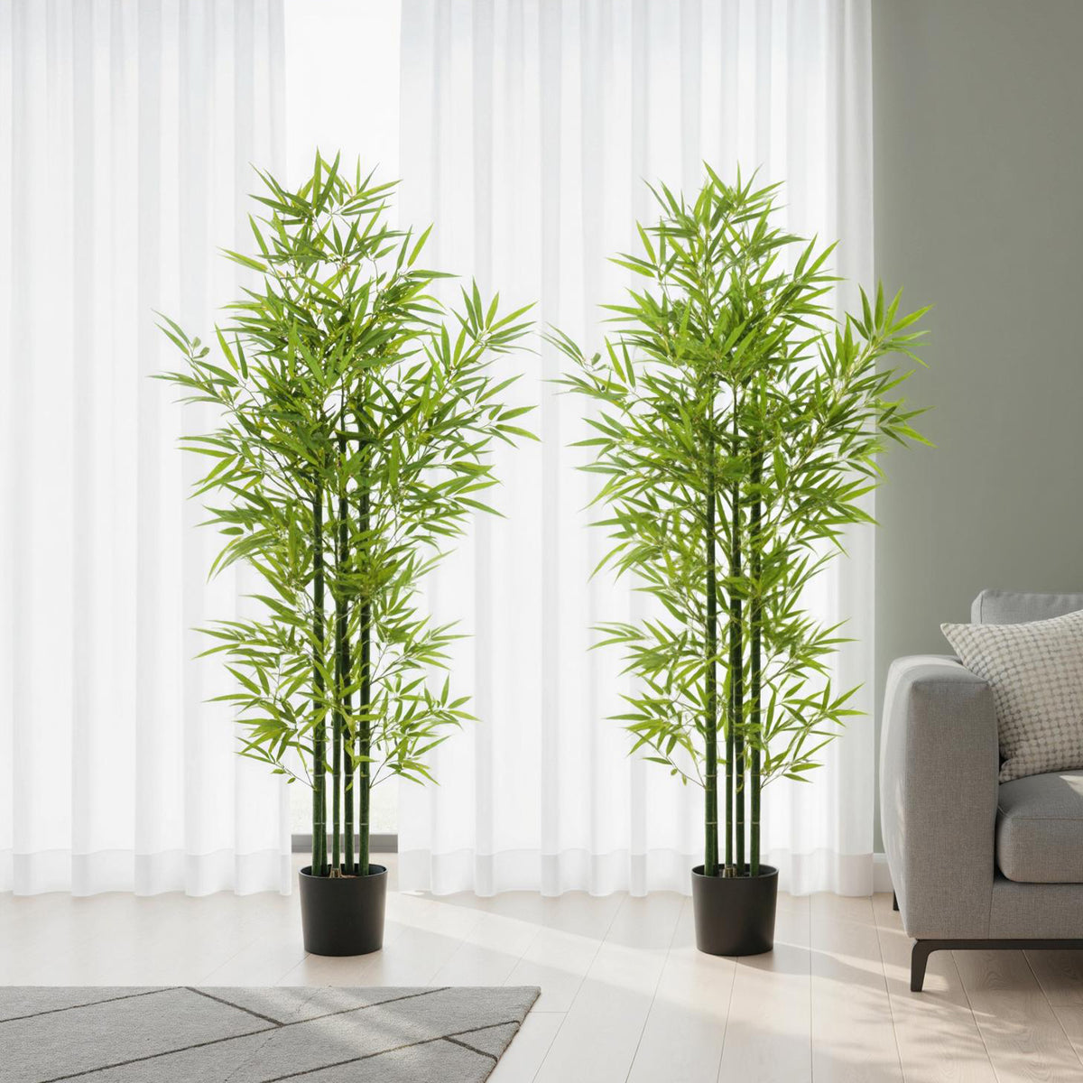 5FT Artificial Bamboo Tree, Faux Decorative Plant in Nursery Pot for Indoor Decor, Set of 2-Artificial Trees-DECOROLALA