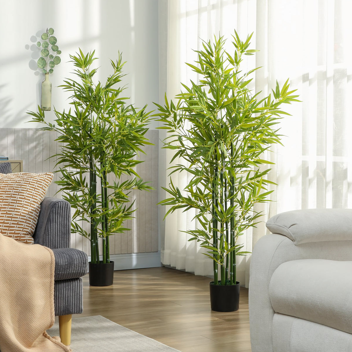 5FT Artificial Bamboo Tree, Faux Decorative Plant in Nursery Pot for Indoor Decor, Set of 2-Artificial Trees-DECOROLALA