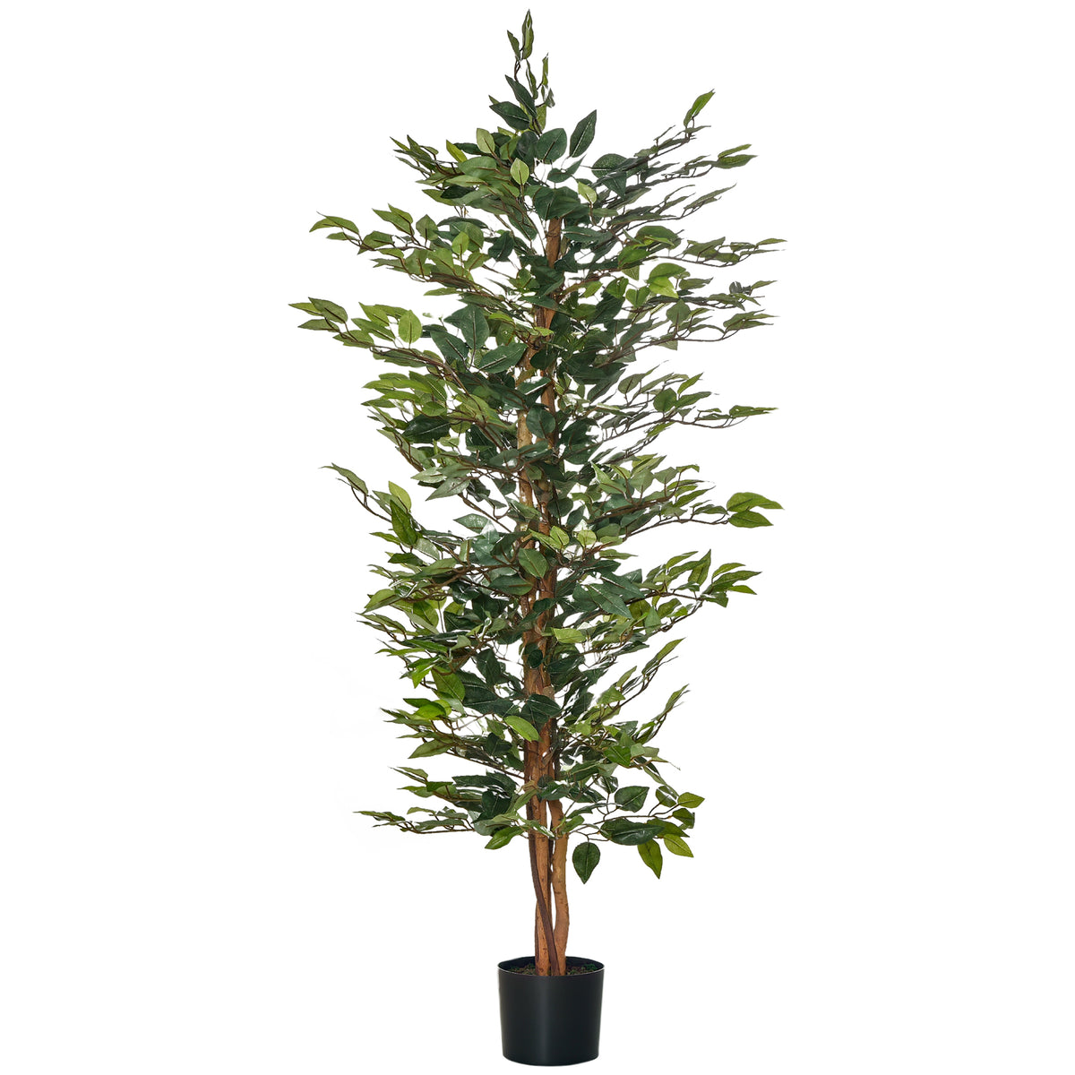 5FT Artificial Ficus Tree, Fake Tree with Leaves, Faux Plant in Nursery Pot for Indoor Decoration-Artificial Trees-DECOROLALA