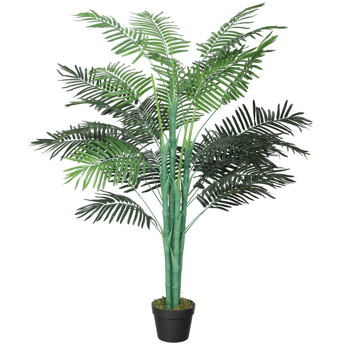 5FT Artificial Palm Tree, Fake Tropical Tree with Lifelike Leaves, Faux Plant in Pot for Indoor Decoration, Green-Artificial Trees-DECOROLALA