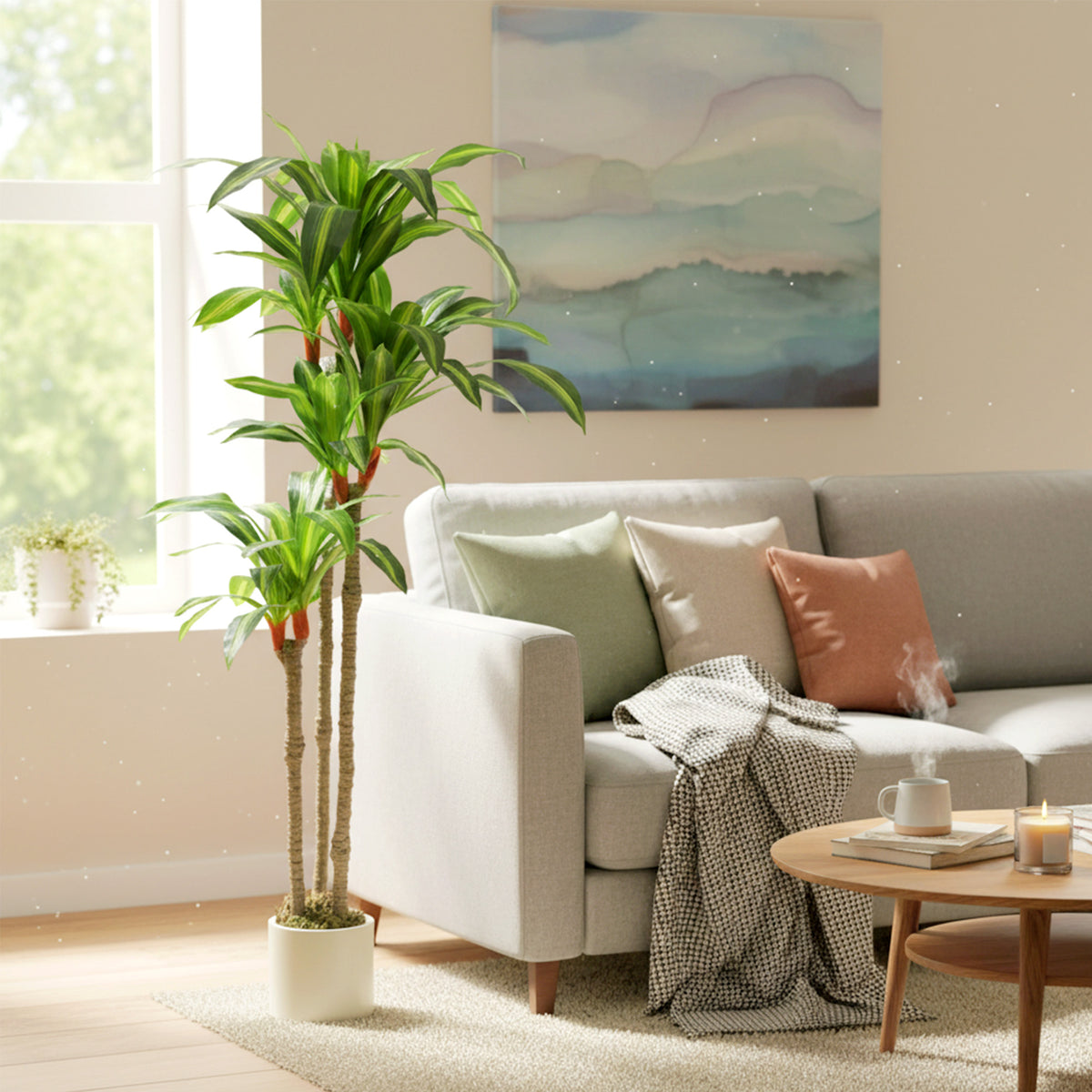 5FT Dracaena Fake Plant, Artificial Plant with Bendable Trunks for Home Office Decor, Green-Artificial Trees-DECOROLALA