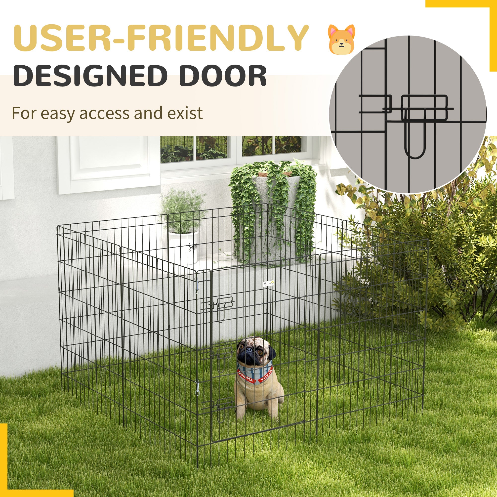 Enclos pliable en métal pour animaux, 36 pouces, 8 panneaux, cage d’exercice pour chiens et chiots