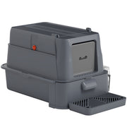 80L XL Stainless Steel Cat Litter Box for Big Cats with Flip Cover, Pull-Out Drawer Tray, High Sided, Pedal, Dark Grey