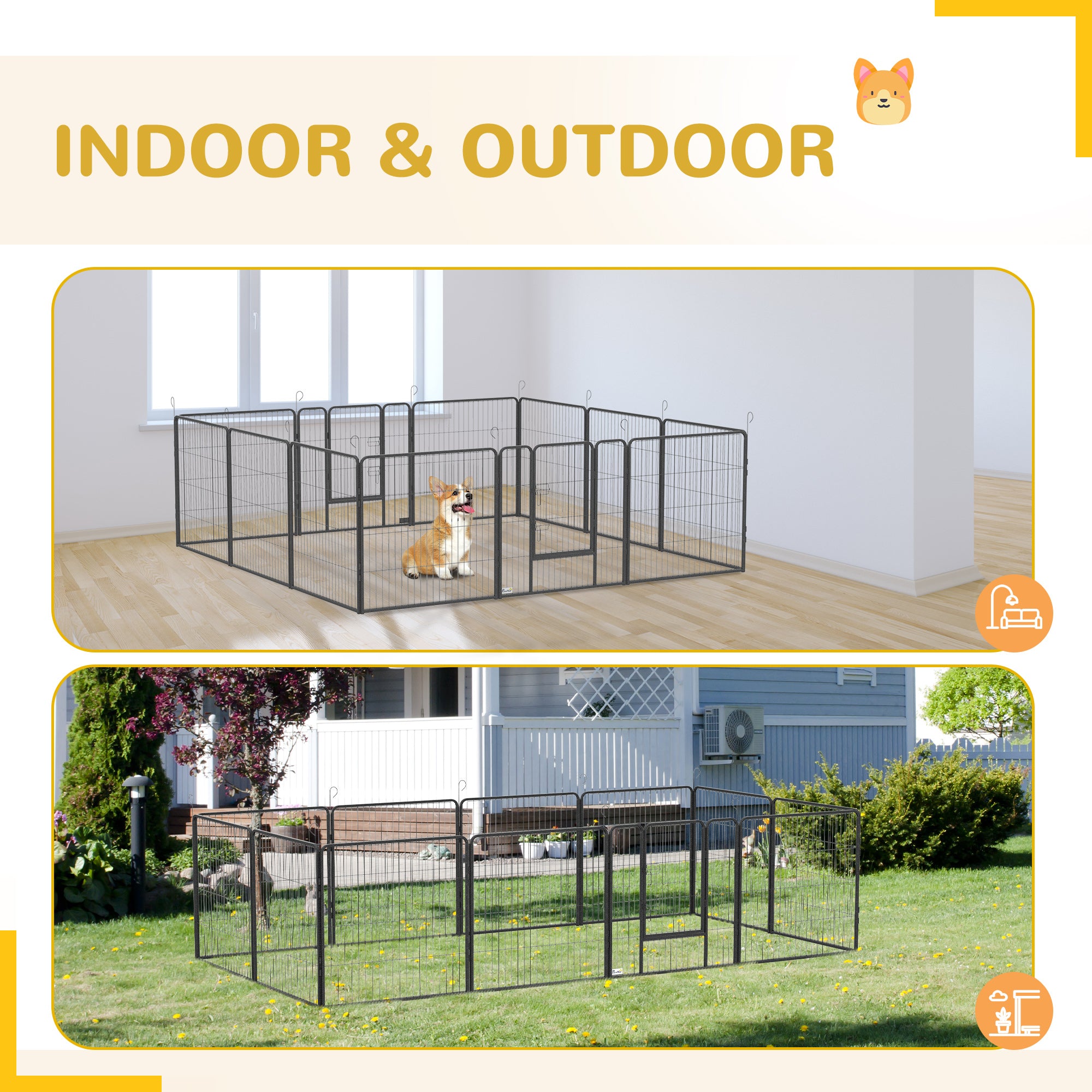 24 Panel 31.5" Height Heavy Duty Dog Playpen for Small Medium Dogs, Grey