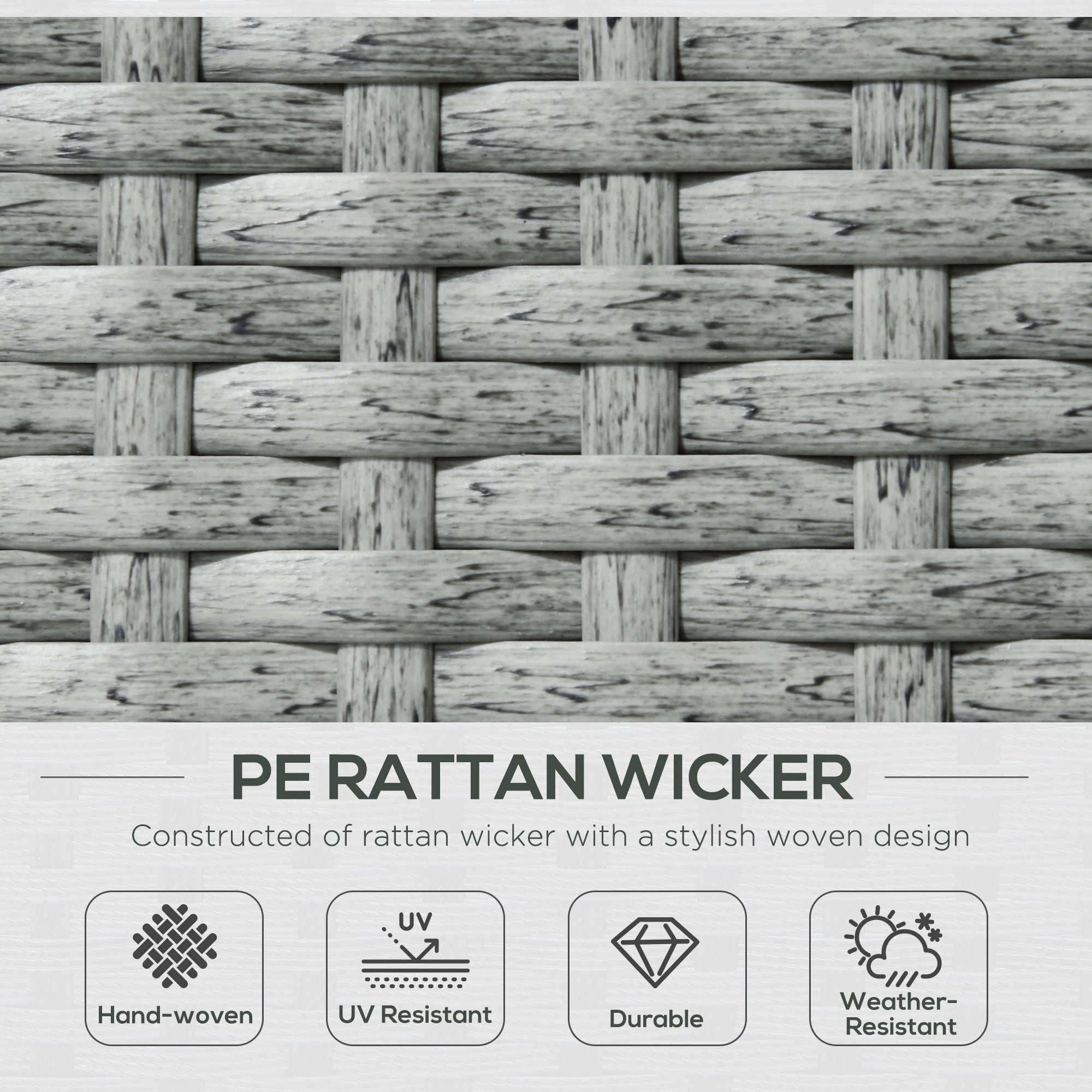 5PC Wicker Patio Lounger Set - Khaki Recliner Sofa-DECOROLALA