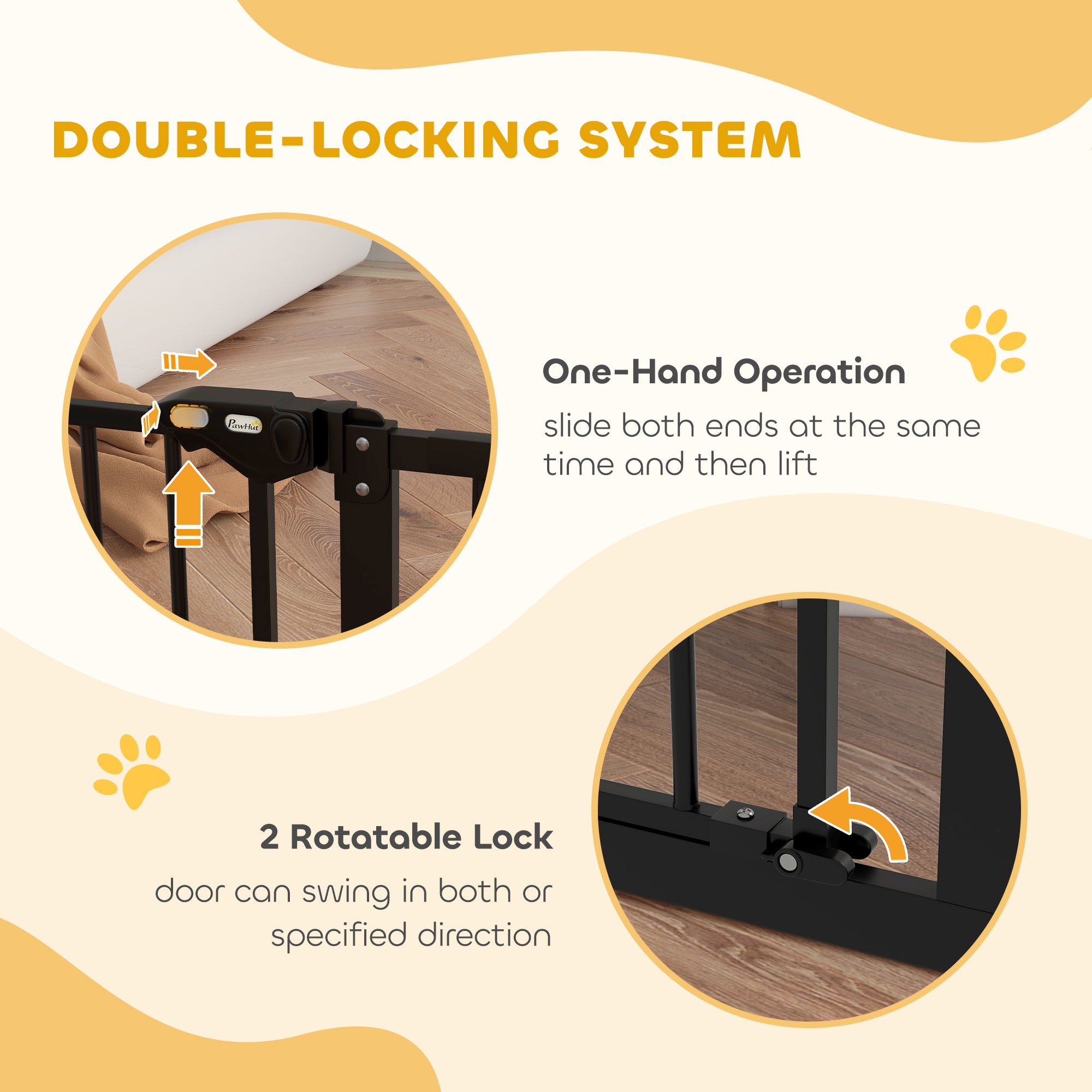 30 Inch Tall Pet Gate with Door Dog Gate and Barrier Indoor for Stairs Includes 2.8", 5.5" Extensions Kit, Black