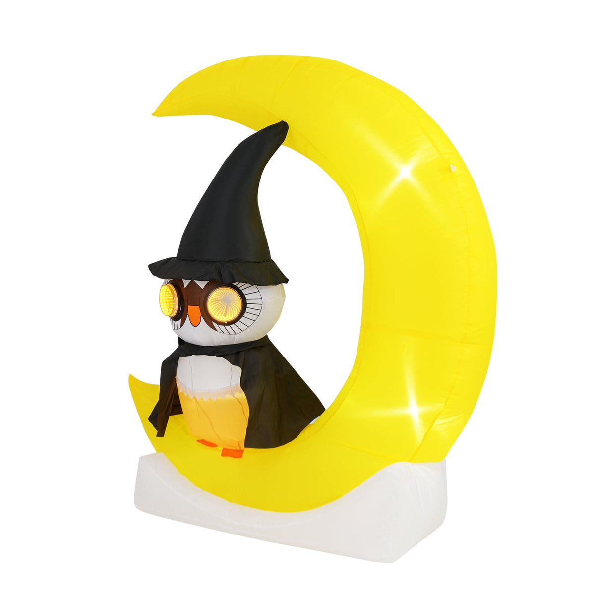 5.1ft Inflatable Halloween Owl on Moon with LED Lights-Halloween-DECOROLALA
