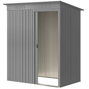 5.2' x 3.5' Metal Outdoor Storage Shed - Light Grey Steel-Patio & Garden > Lawn & Garden > Sheds-DECOROLALA