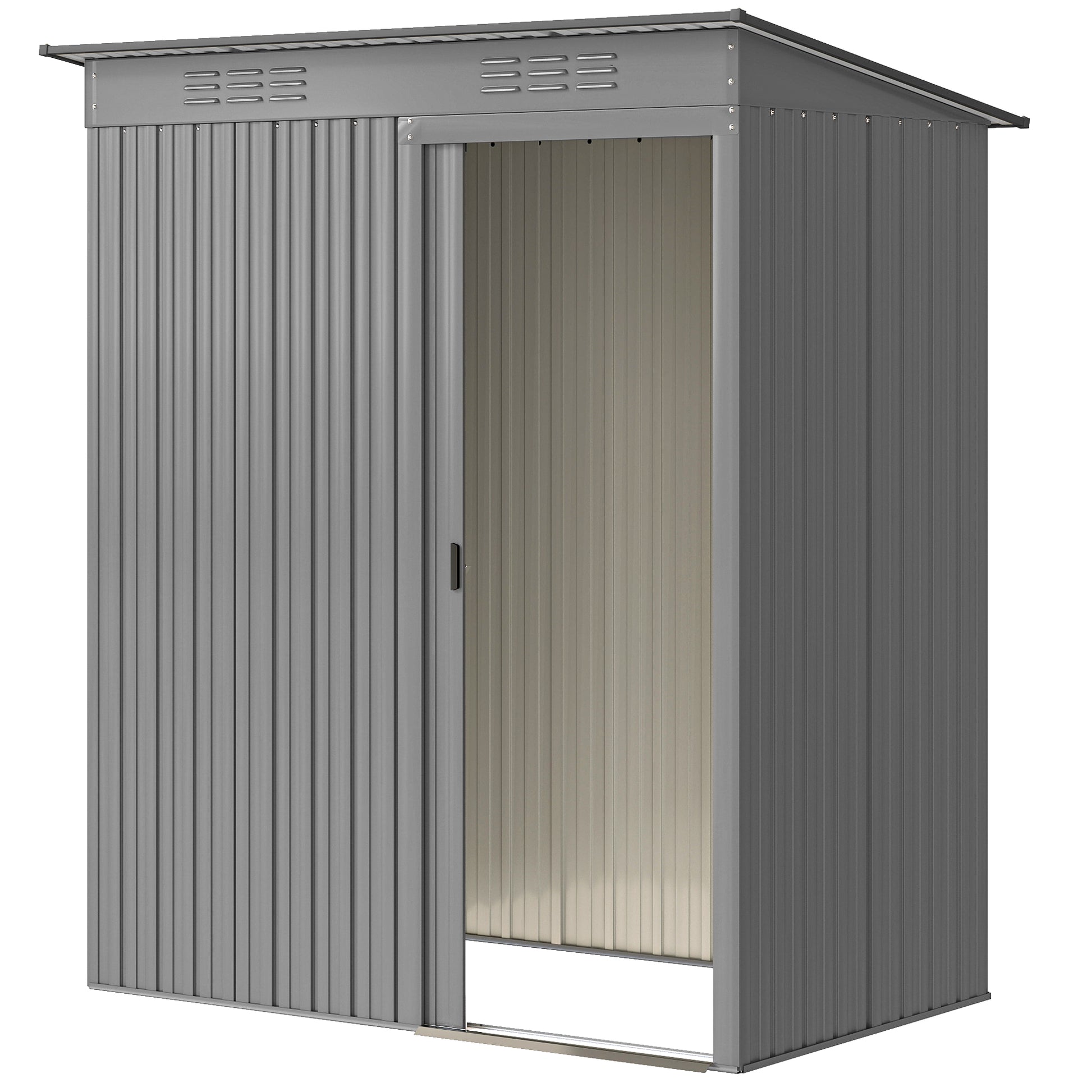 5.2' x 3.5' Metal Outdoor Storage Shed - Light Grey Steel-Patio & Garden > Lawn & Garden > Sheds-DECOROLALA