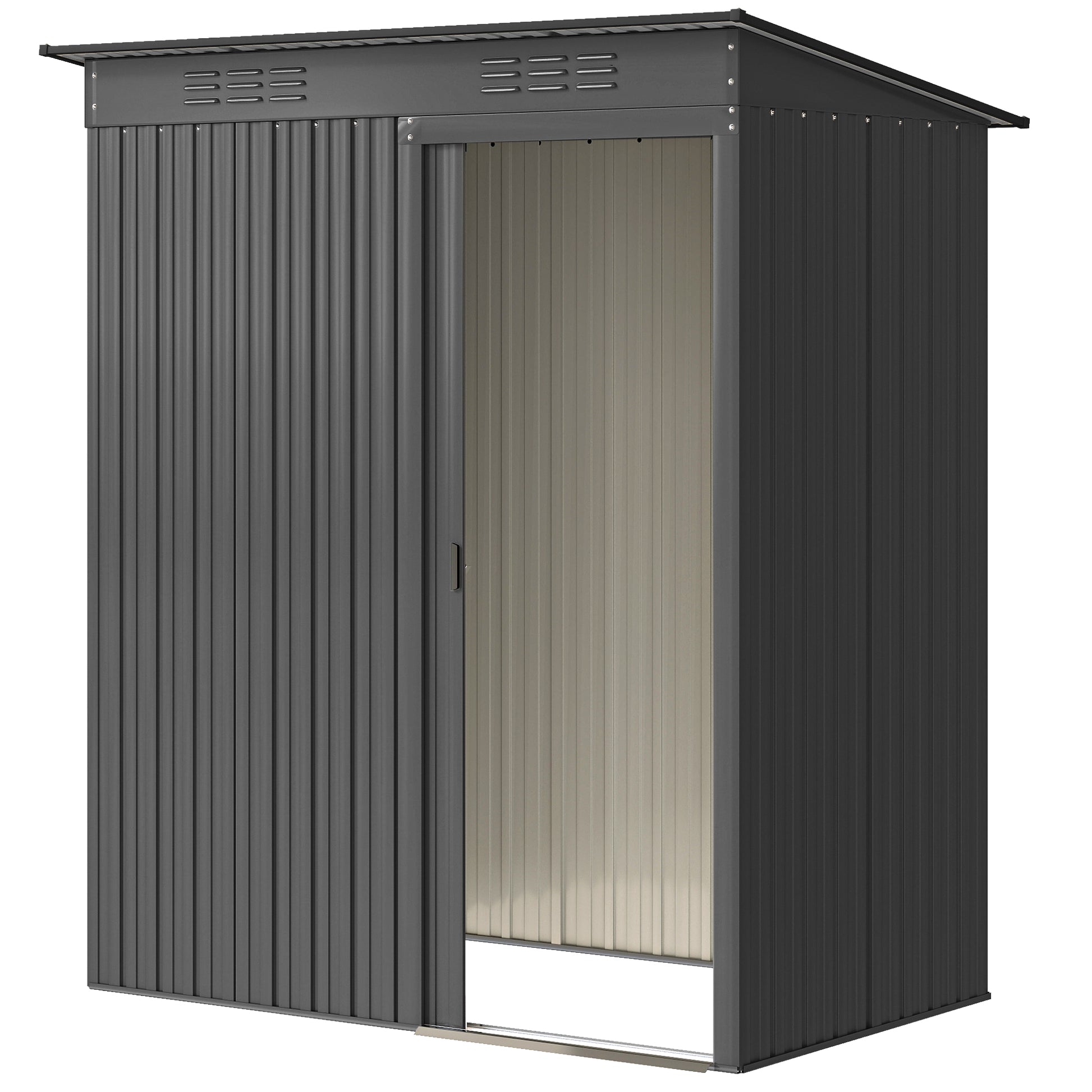 5.2' x 3.5' Outdoor Metal Storage Shed - Dark Grey 15 sq. ft.-Patio & Garden > Lawn & Garden > Sheds-DECOROLALA