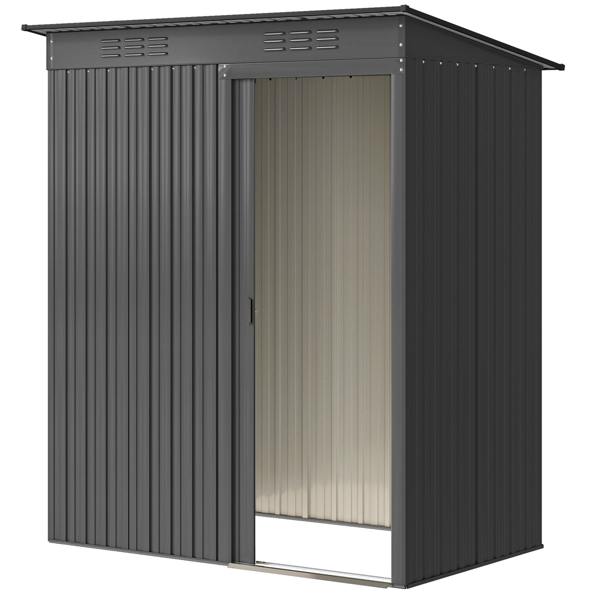 5.2' x 3.5' Outdoor Metal Storage Shed - Dark Grey 15 sq. ft.-Storage Sheds-DECOROLALA