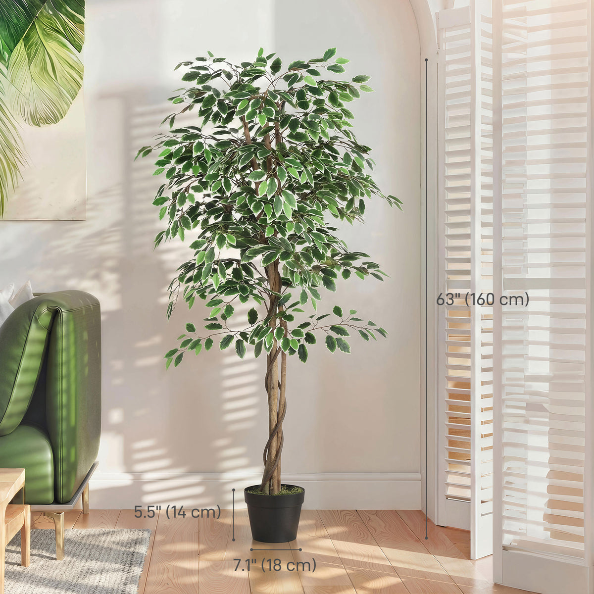 5.3 FT Artificial Tree, Indoor Fake Ficus with Pot, for Home Office Living Room Decor-Artificial Trees-DECOROLALA