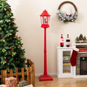 5.3 Feet Musical Christmas Street Lamp with Blowing Snow and LED Lights-Red-Christmas Decorations & Accessories-DECOROLALA