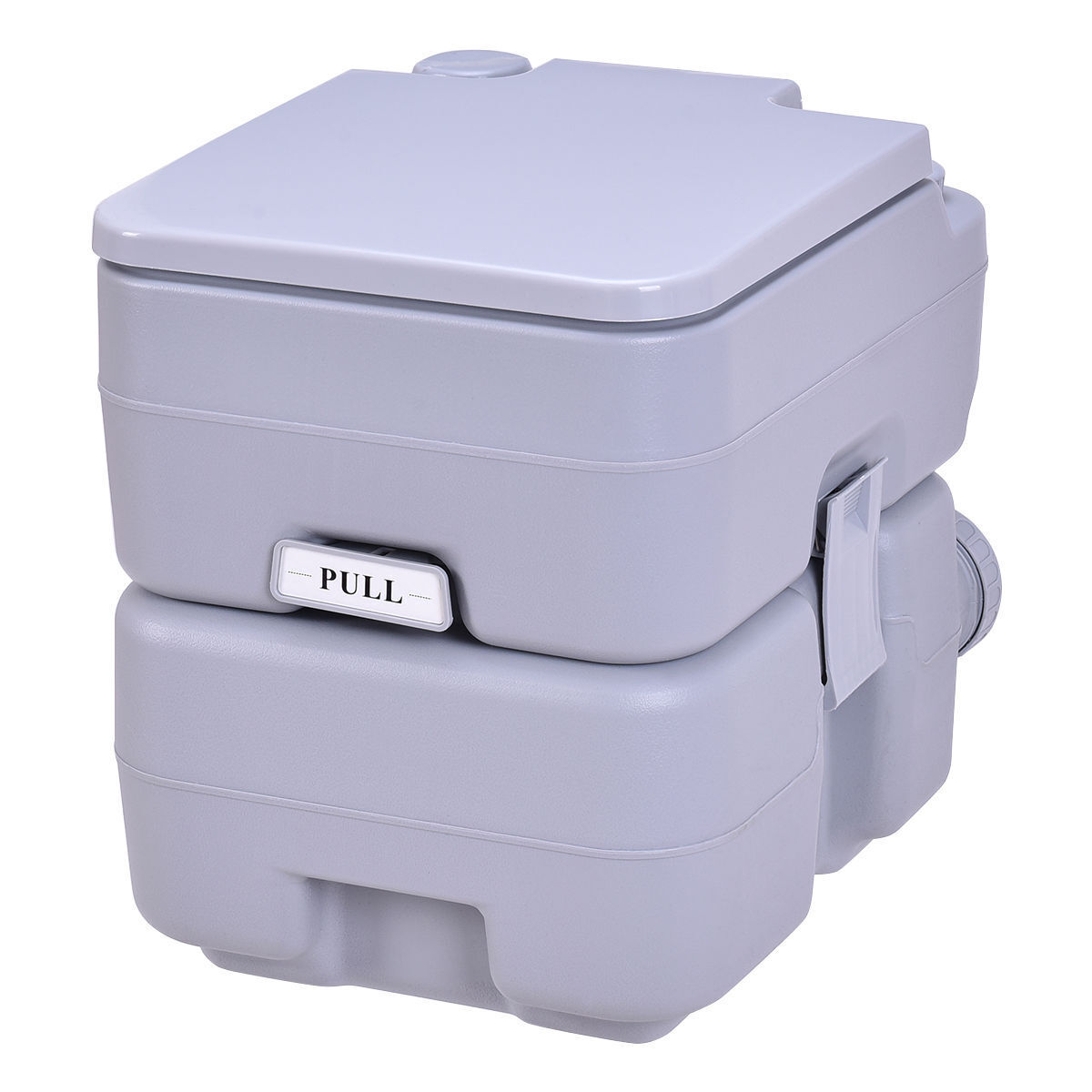 5.3 Gallon Portable Toilet with Waste Tank and Built-in Rotating Spout-Gray-Portable Toilets & Showers-DECOROLALA