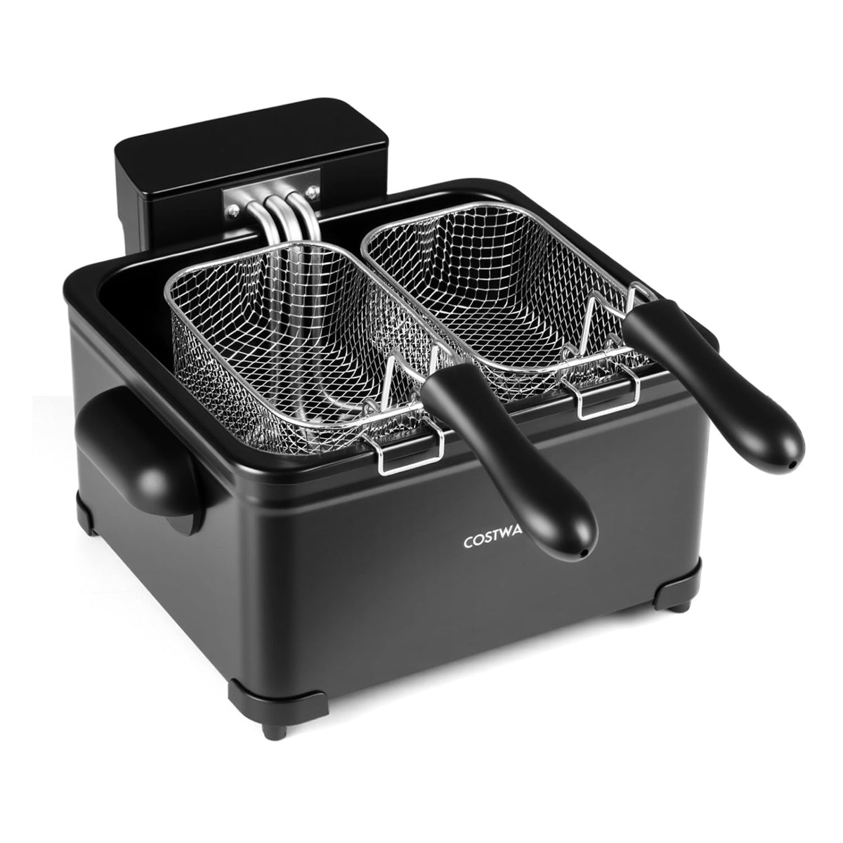 5.3-Qt Electric Deep Fryer with 3 Baskets 1700W LED Touch Screen and 6 Presets-Black-Air Fryers-DECOROLALA