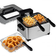 5.3-Qt Electric Deep Fryer with 3 Baskets 1700W LED Touch Screen and 6 Presets-Silver-Air Fryers-DECOROLALA