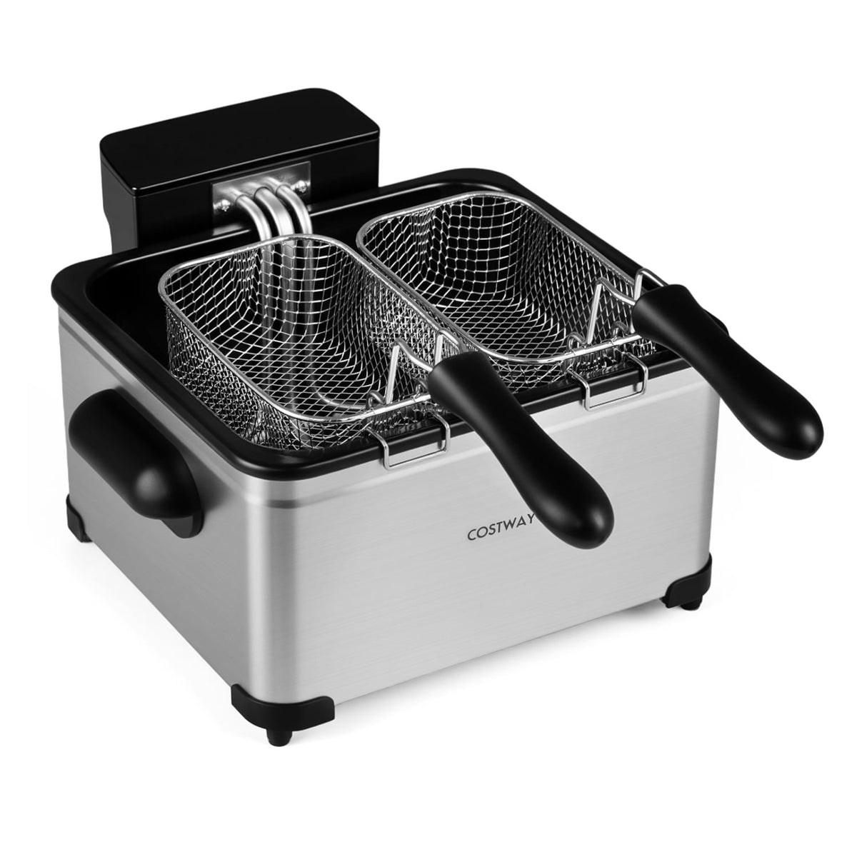 5.3-Qt Electric Deep Fryer with 3 Baskets 1700W LED Touch Screen and 6 Presets-Silver-Air Fryers-DECOROLALA
