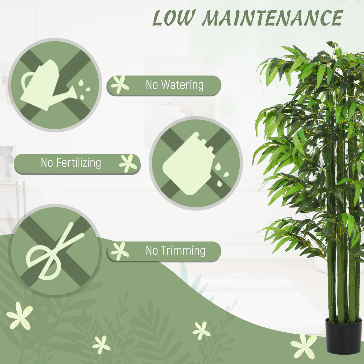 5.3ft Artificial Tree Set of 2, Indoor Fake Bamboo with Pot, for Home, Office, and Living Room Decor-Artificial Trees-DECOROLALA