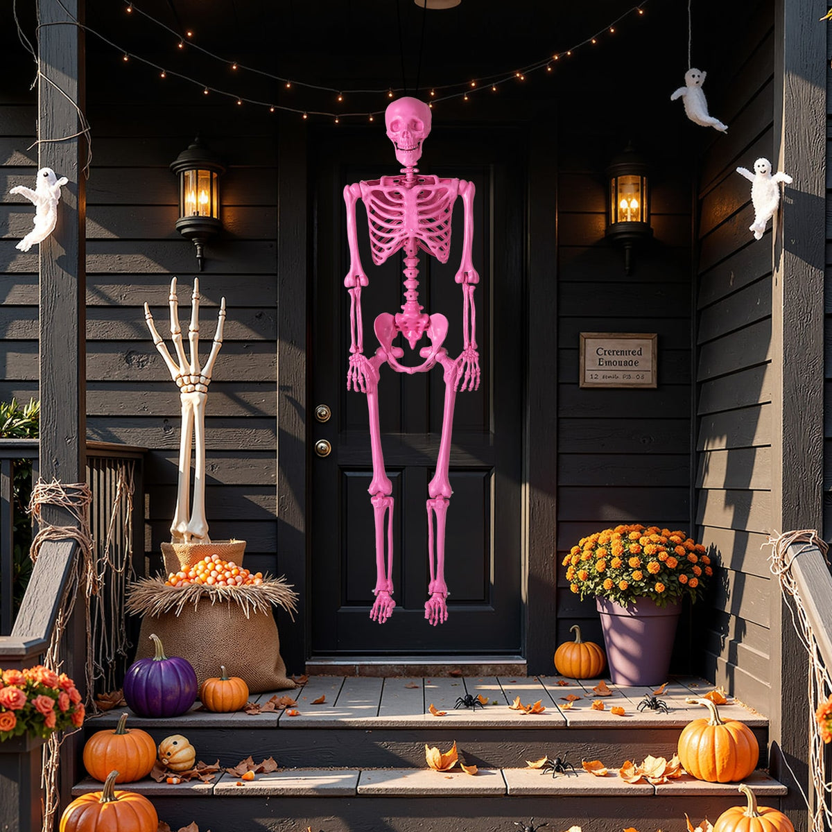 5.5 FT Life-Size Halloween Poseable Skeleton Pink Movable Joints-Halloween-DECOROLALA