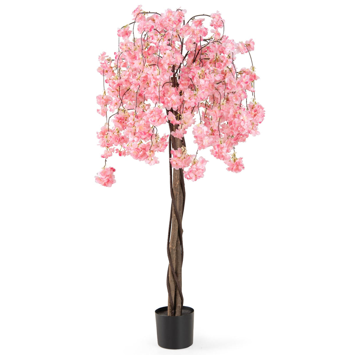 5.5 FT Tall Artificial Cherry Blossom Tree with Pink/White Flowers 1 Pack-Pink-Artificial Plants-DECOROLALA