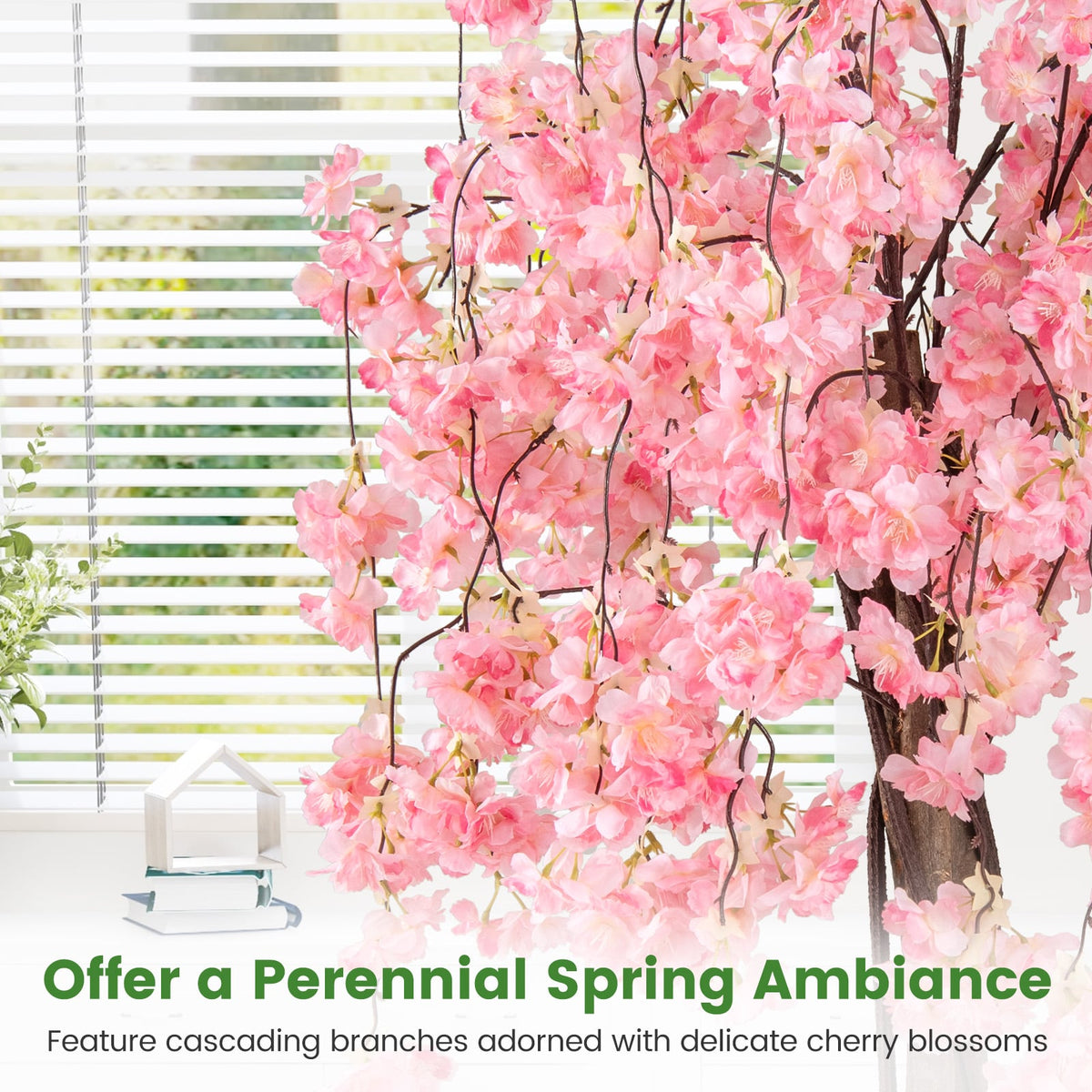 5.5 FT Tall Artificial Cherry Blossom Tree with Pink/White Flowers 1 Pack-Pink-Artificial Plants-DECOROLALA
