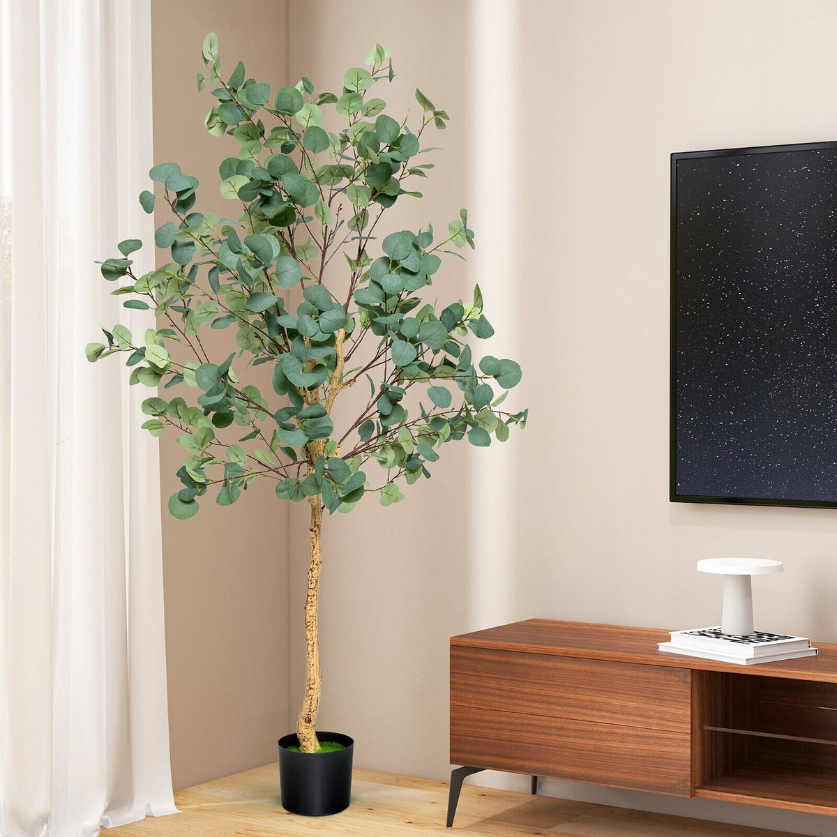 5.5 Feet Artificial Eucalyptus Tree with 517 Silver Dollar Leaves-1 Pack-Artificial Plants-DECOROLALA