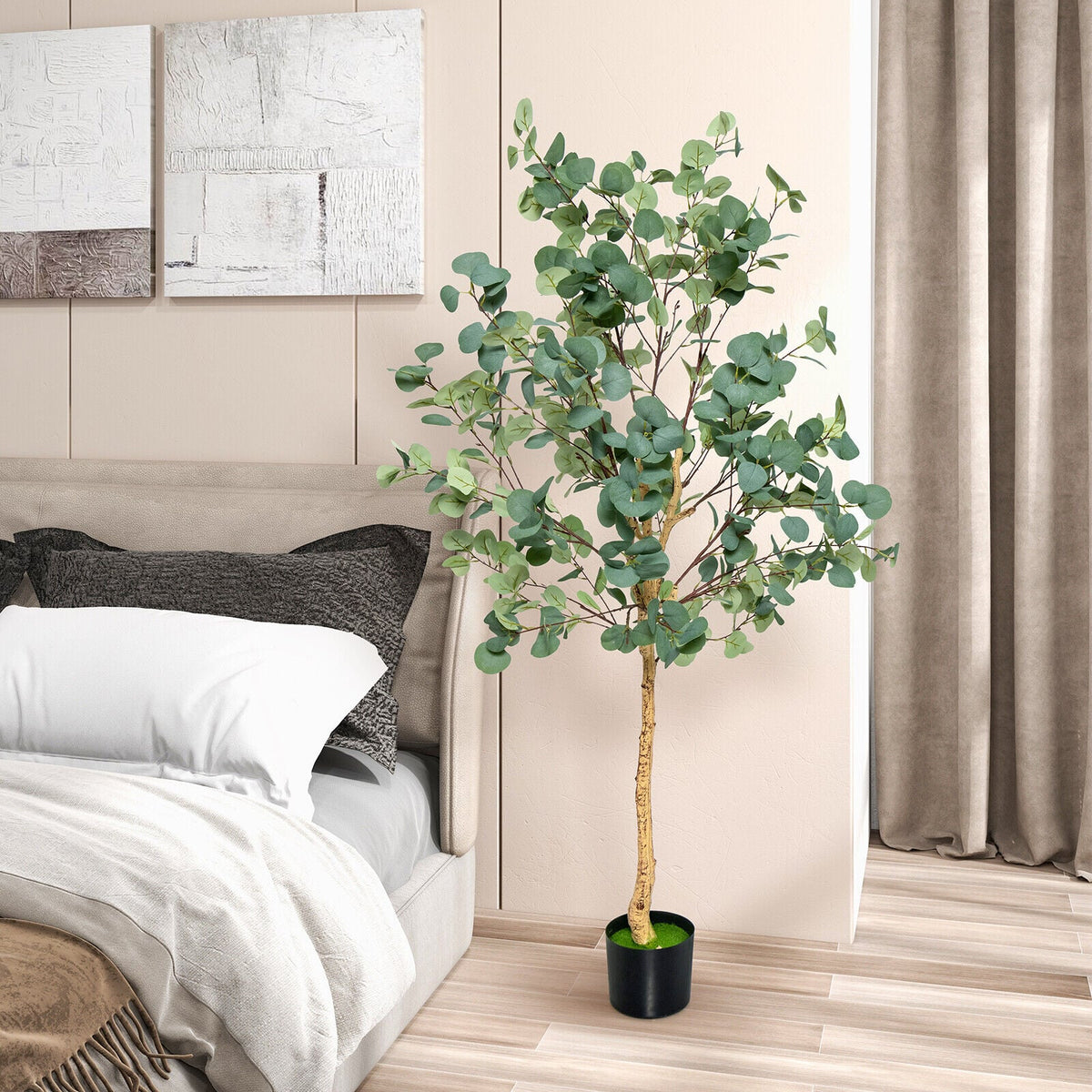 5.5 Feet Artificial Eucalyptus Tree with 517 Silver Dollar Leaves-1 Pack-Artificial Plants-DECOROLALA