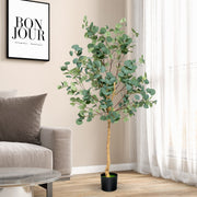 5.5 Feet Artificial Eucalyptus Tree with 517 Silver Dollar Leaves-1 Pack-Artificial Plants-DECOROLALA