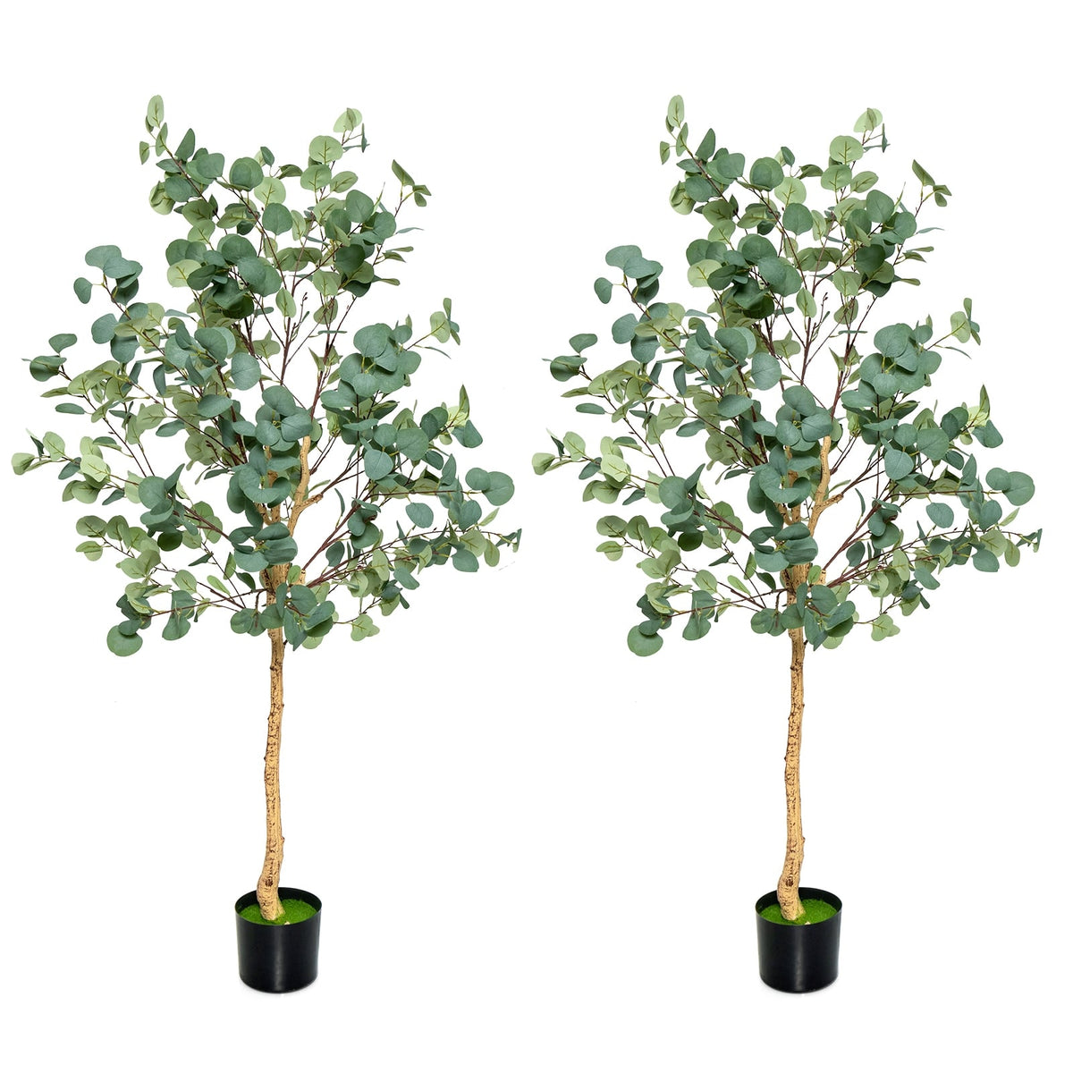 5.5 Feet Artificial Eucalyptus Tree with 517 Silver Dollar Leaves-2 Peice-Artificial Plants-DECOROLALA