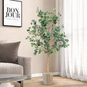 5.5 Feet Artificial Eucalyptus Tree with 517 Silver Dollar Leaves-2 Peice-Artificial Plants-DECOROLALA