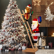 5.5 Feet Christmas Lighted Reindeer and Santa Claus on Ladder with 100 LED Lights-Christmas Decorations & Accessories-DECOROLALA