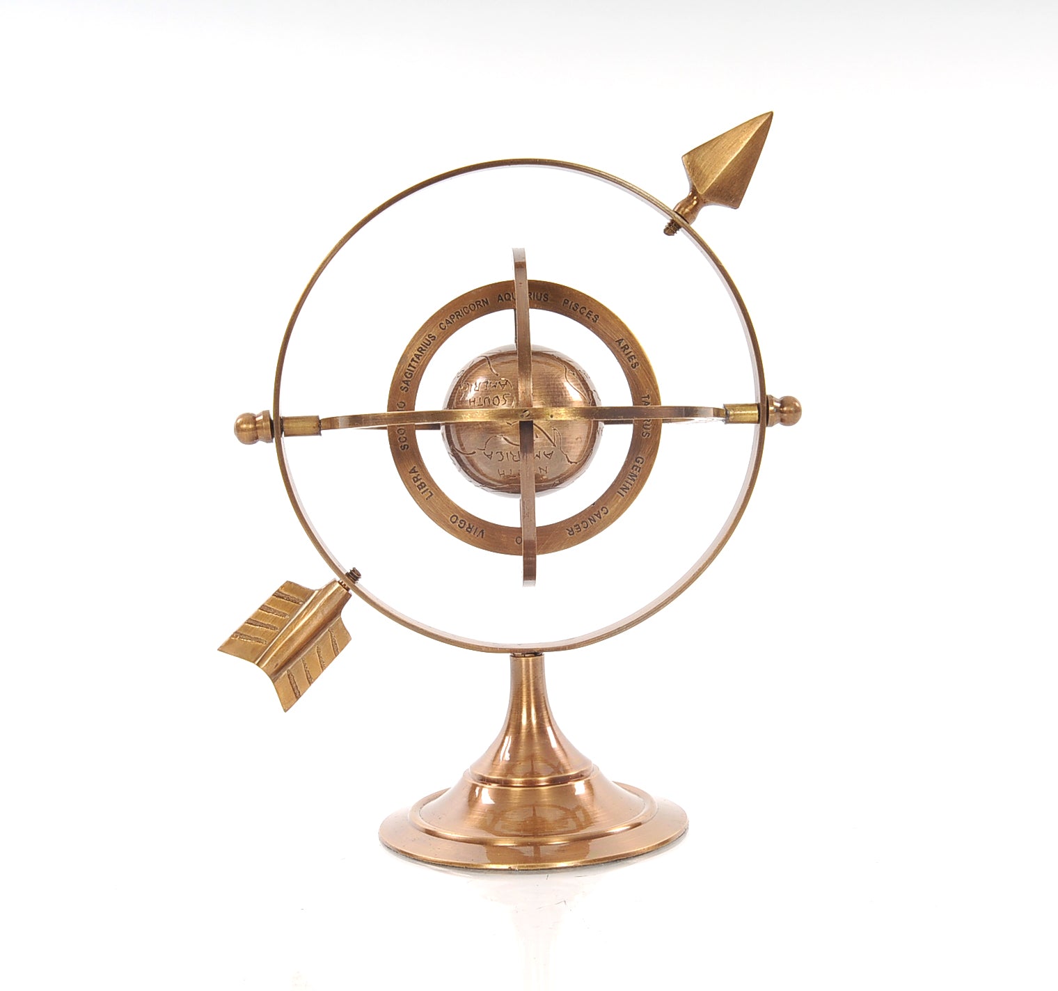 5.5" X 7" X 8.5" Brass Armillary-Sculptures-DECOROLALA