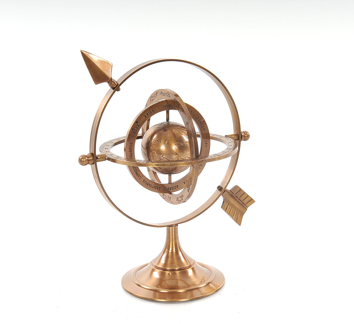 5.5" X 7" X 8.5" Brass Armillary-Sculptures-DECOROLALA
