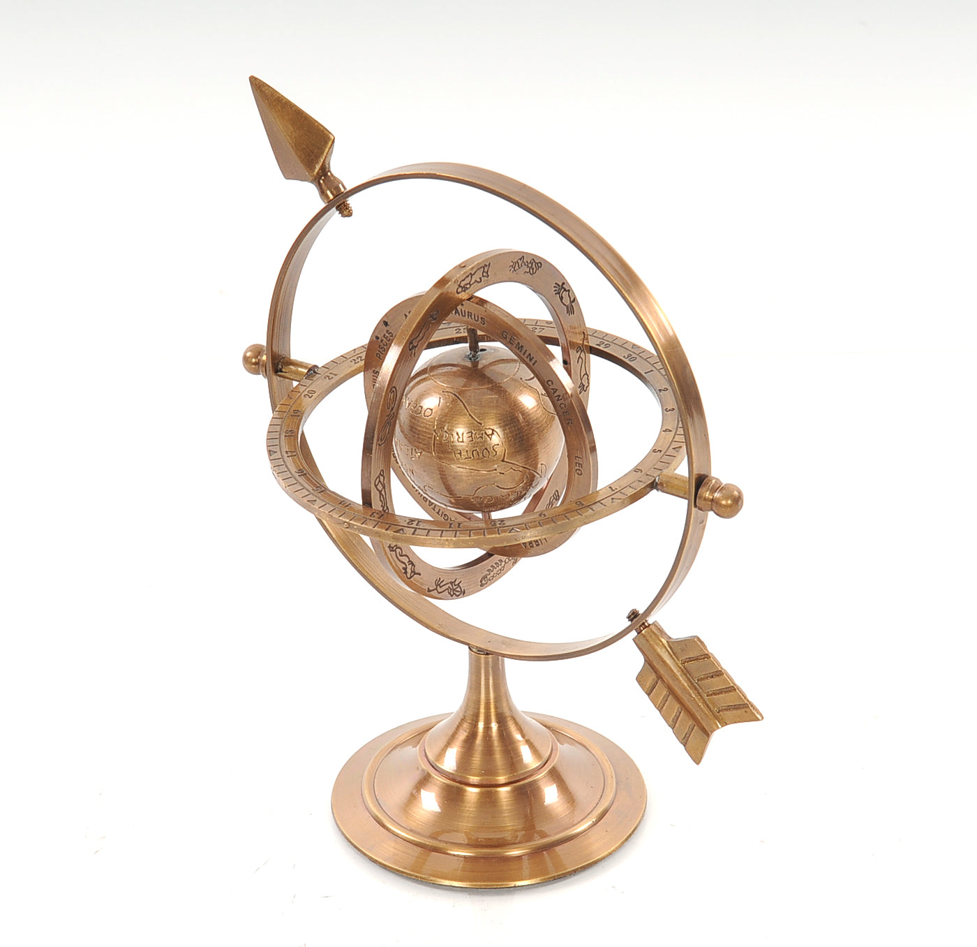 5.5" X 7" X 8.5" Brass Armillary-Sculptures-DECOROLALA