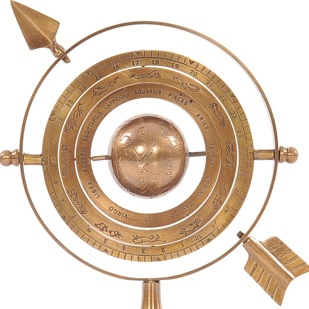 5.5" X 7" X 8.5" Brass Armillary-Sculptures-DECOROLALA