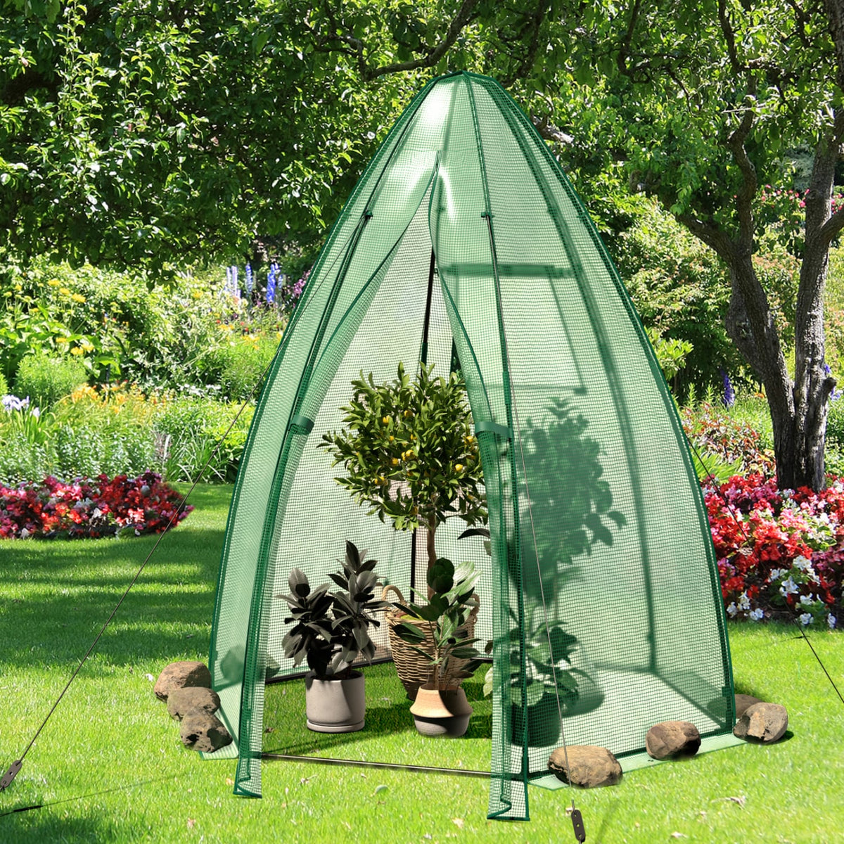 5.5 x 5.5 x 6 Feet Portable Mini Greenhouse with All-Weather PE Cover-Greenhouses-DECOROLALA