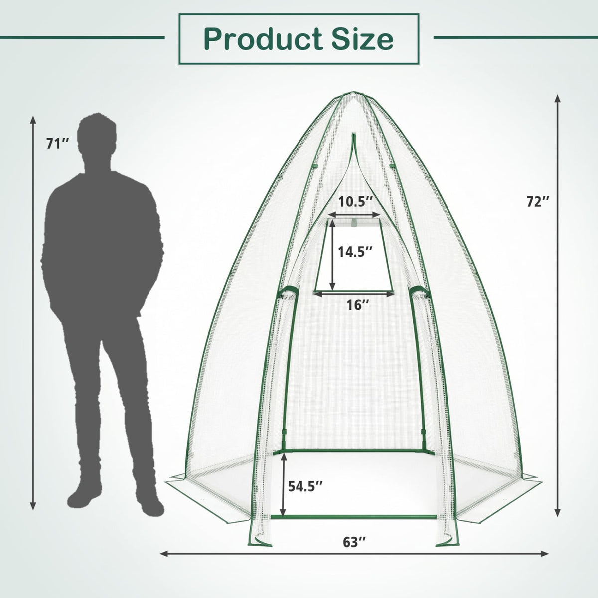 5.5 x 5.5 x 6 Feett Portable Garden Mini Greenhouse with All-Weather PE Cover-White-Greenhouses-DECOROLALA
