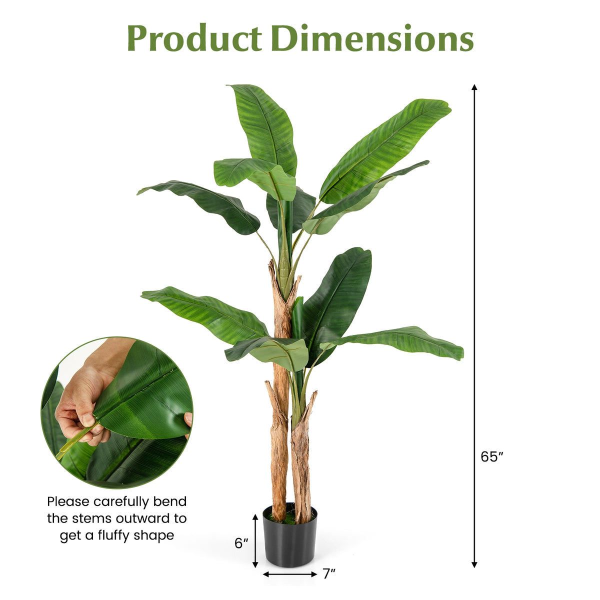 5.5/6.5 Feet Tall Artificial Banana Tree with 10/27 Large Leaves-5.5 ft-Artificial Plants-DECOROLALA